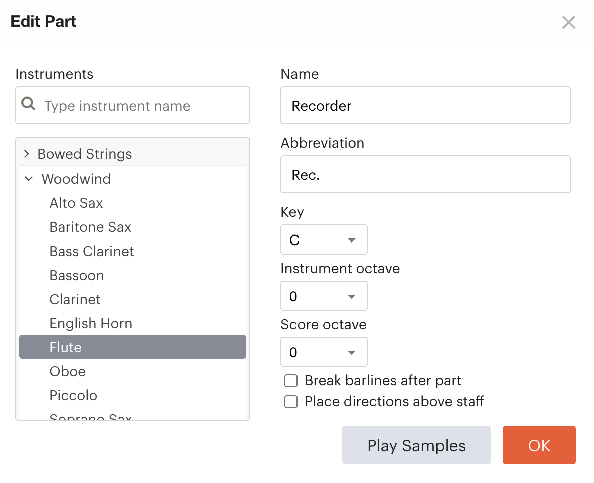 Customizing Parts in a Score – Noteflight Support